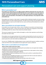NHS Personalised Care: Personalised care and support planning: Factsheet